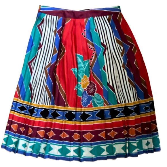 Vintage pleated midi skirt in amazing colour print and fabric - Picture 8 of 16